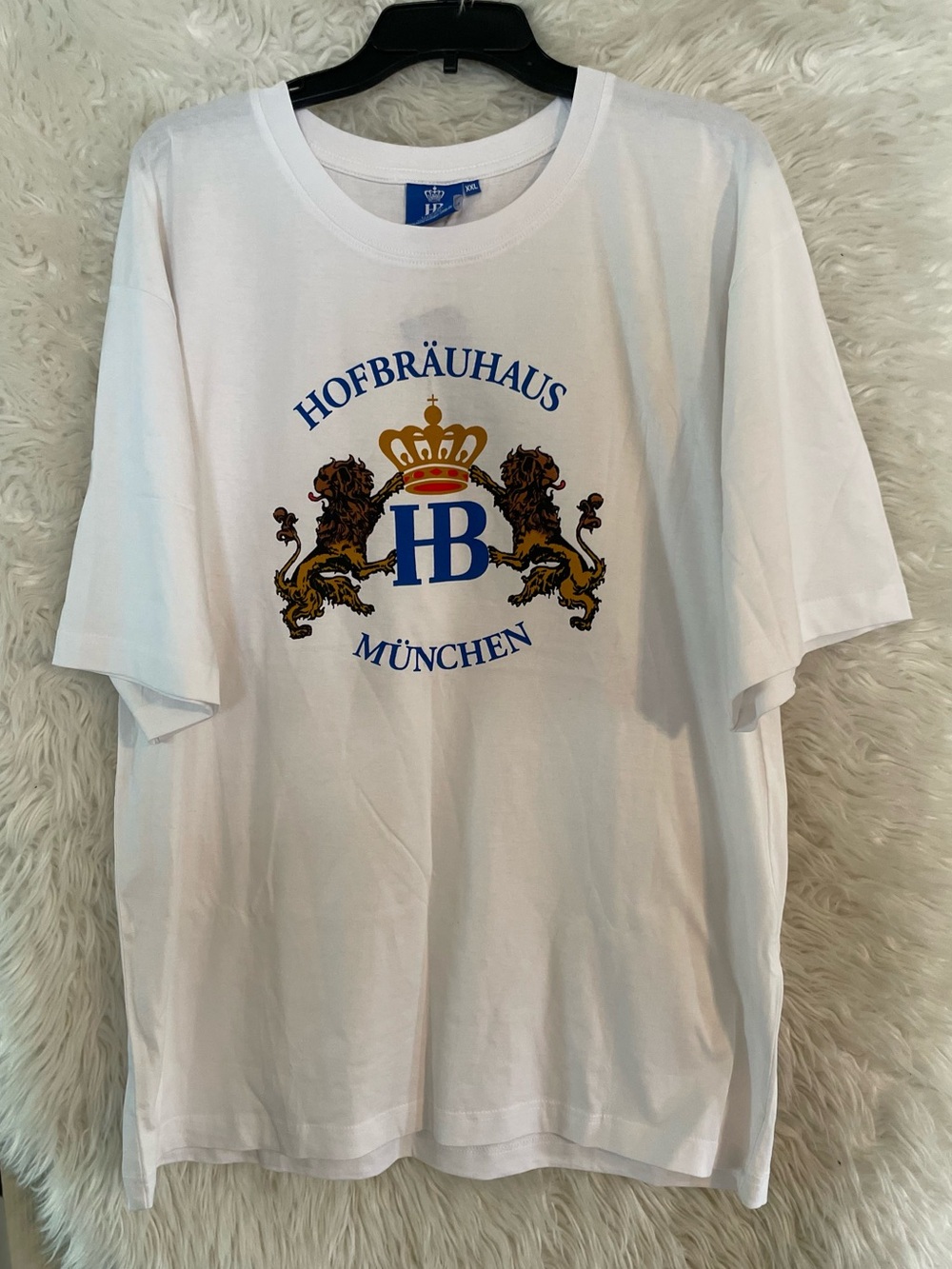 Hofbrauhaus Munchen NWT Men’s Herren “Lion” White Short Sleeve T-Shirt-XXL